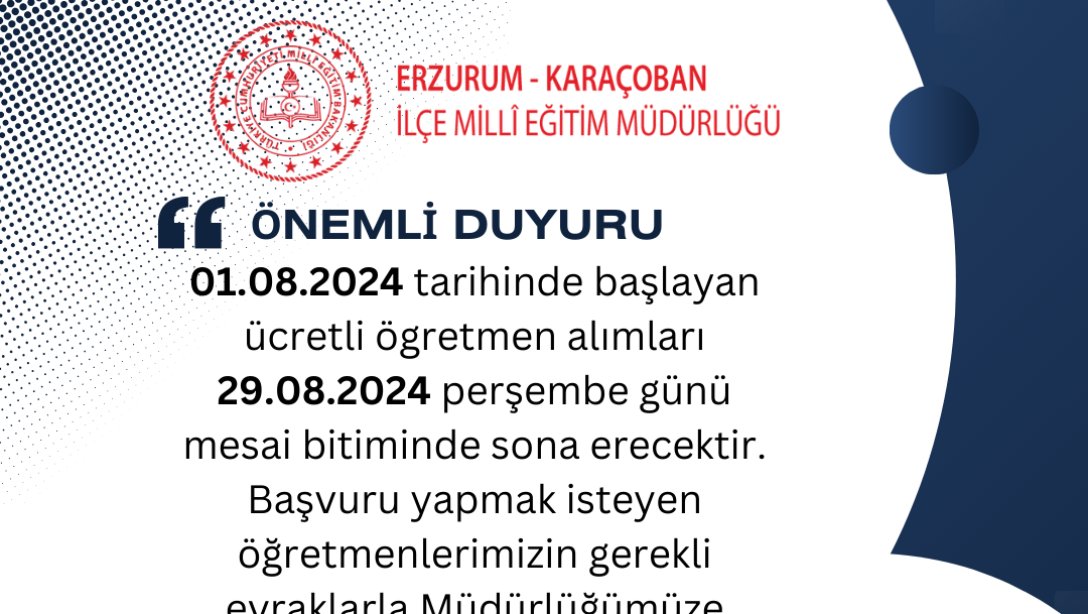 ÜCRETLİ ÖĞRETMENLİK BAŞVURULARI 